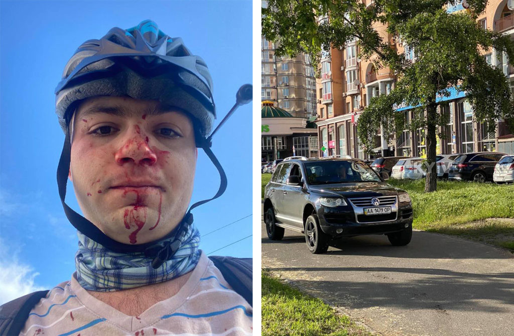 Поліція затримала водія авто, який побив велосипедиста на тротуарі