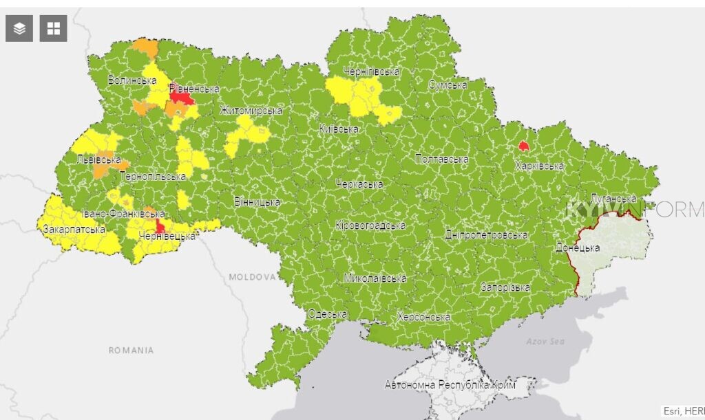 В Україні змінили поділ на карантинні зони: Харків опинився у «червоній», а Тернопіль — у «зеленій»